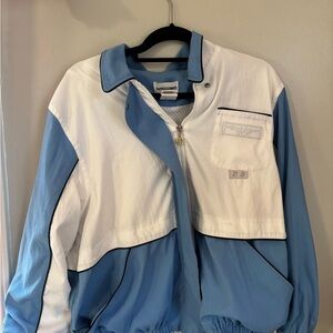 Alfred Dunner Blue and White Bomber Jacket